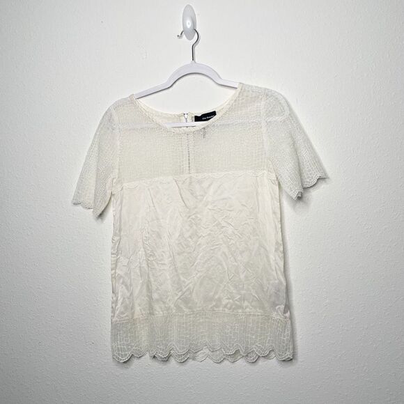 The Kooples Women’s Off White 100% Silk Scallop Blouse Size S - Picture 1 of 10